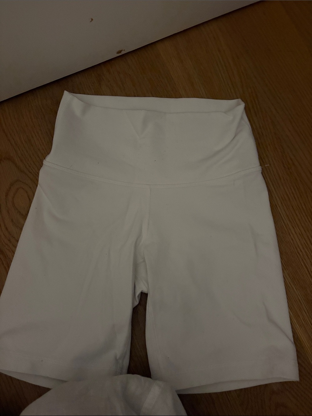 Aritzia White High-Waist Bike Shorts